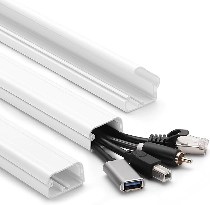39in Cord Covers for Wires on Wall, YCLYC Wall Cord Cover, Large TV Cable Hider Wall Kit, White TV Cord Hider for Wall Mounted TV, Electrical Cable Raceway Cord Organizer, 3 X L13in W1.2 H0.7