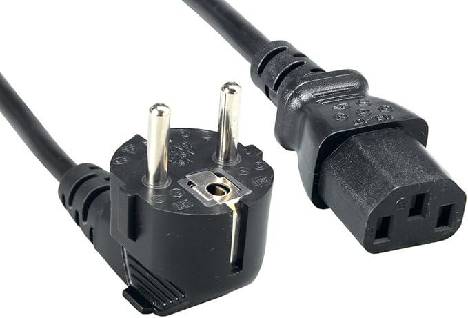 European Schuko Right Angle Power Cord, CEE 7/7 to IEC320 C13, 6', 18 AWG, 16A, 250V (ZWACSCA4-06), Black