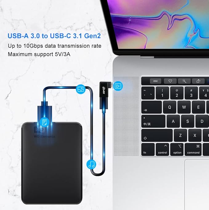 USB C to USB 3.0 Adapter 90 Degree (3 Pack), USB-A 3.0 Female to USB-C 3.1 Male Right Angle OTG Adapter Compatible with MacBook Pro, iPhone 17/16/15, iPad, Samsung Galaxy, Type-C Phones, Laptops