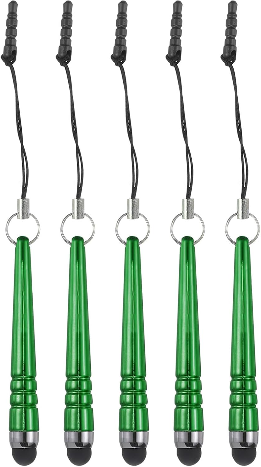 MECCANIXITY 5pcs Metallic Stylus Pen, Aluminum Alloy Mini Metal Capacitive Pens for All Touchscreen Devices, Green