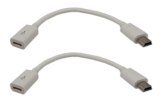 zdyCGTime Micro USB to Mini USB Extension Cable Micro USB Female to Mini USB Male Charging & Sync Adapter Cable Cord(2 Pack White