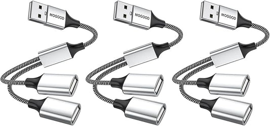 MOGOOD USB 2.0 Adapter, Dual USB Port Extender Hub for Laptop/Mac/Tesla Model 3 Charging/Data Transfer