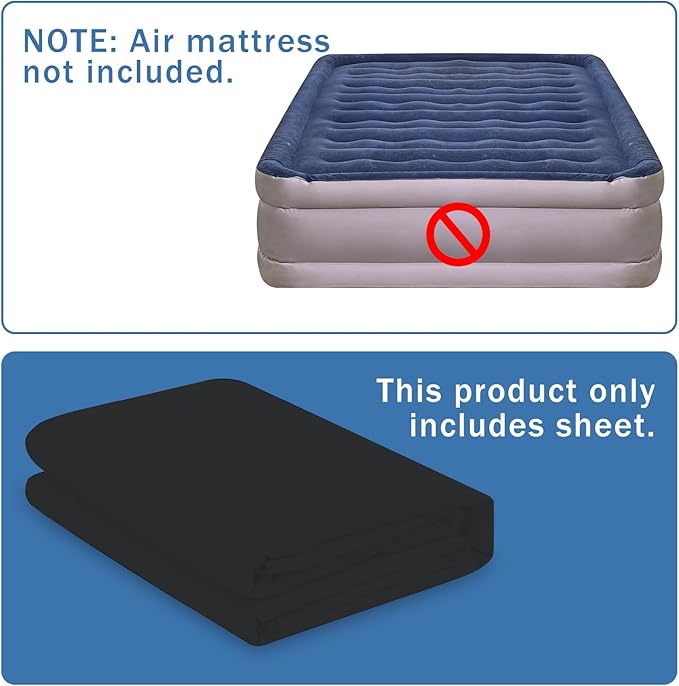 Bedecor Air Bed Sheets for Mattress Cover Removable Bed and Elastic Band Super Soft and Breathable & Deep up to 21" Black Twin XL