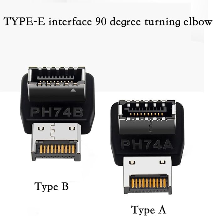 USB 3.2 Type-E 90 Degree Front Panel Socket, Vertical USB C Header Adapter Converter for Computer Motherboard (PH74B)