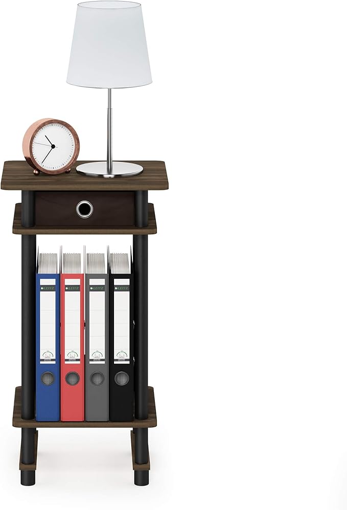 Furinno Turn-N-Tube Tall End Table, Columbia Walnut/Black/Dark Brown