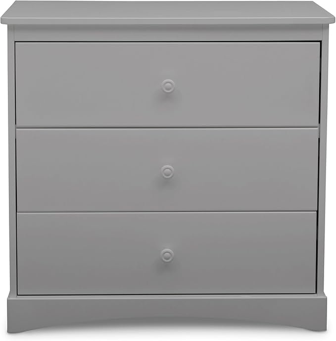 Delta Children Sutton 3 Drawer Dresser with Changing Top and Interlocking Drawers - Greenguard Gold Certified, Grey