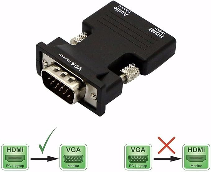 HDMI to VGA Adapter, 1080P 60Hz, with 3.5mm Audio Cable, Compatible for Laptop Computer to TV Projector Monitor