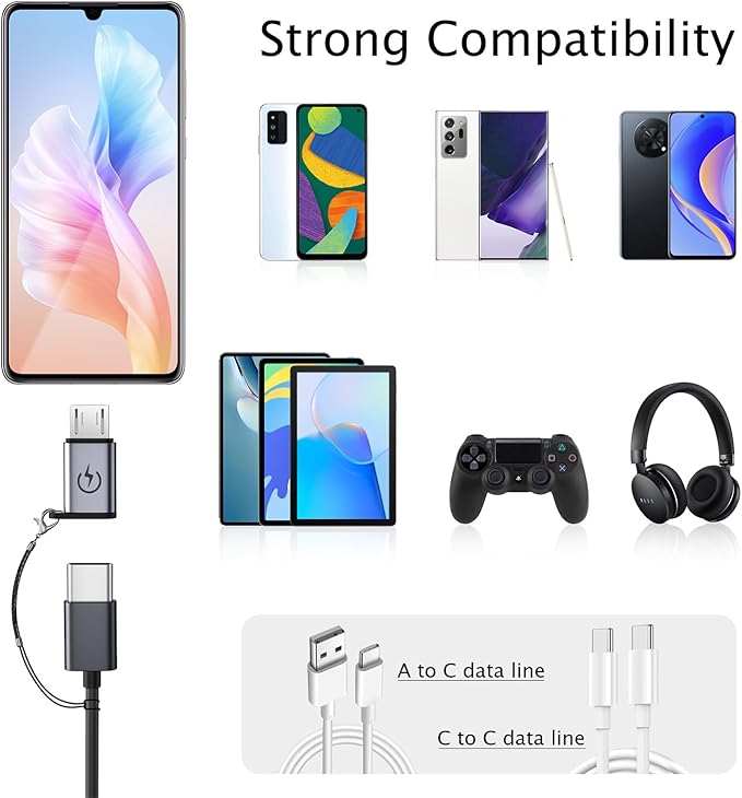 USB C to Micro USB Adapter (4 Pack), USB Type C Female to Micro USB Male Converter Compatible with Samsung Galaxy S6/S7 Edge, LG Nexus 4/5/6 and More Micro USB Devices (Grey)