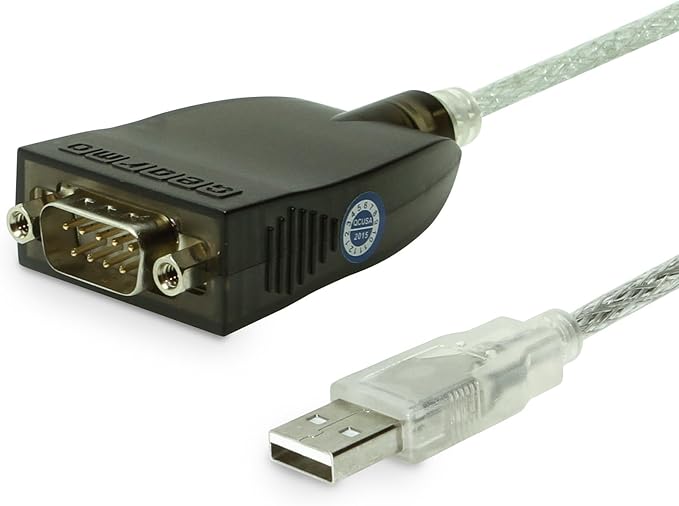 Gearmo USB to RS-232 Serial Adapter w/LED Indicators, FTDI Chipset, Cross-Platform Compatible, 36in Cable