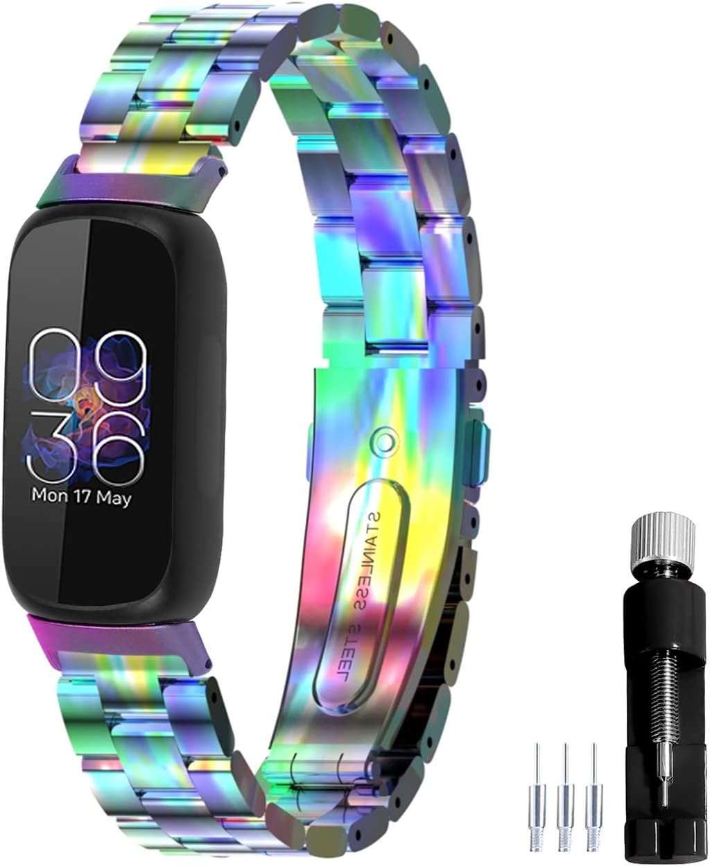 Metal Watchband for Fitbit Inspire 3, Stainless Steel Wrist Strap Bracelet Replacement for Smartwatch