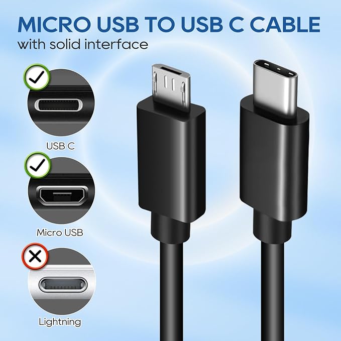 UCEC 3 Pack Micro USB to USB C Cable, Short Type C to Micro USB, Micro USB to USB C Data Transfer Cable (0.88ft) for Tablet, Camera, Speaker, Phone