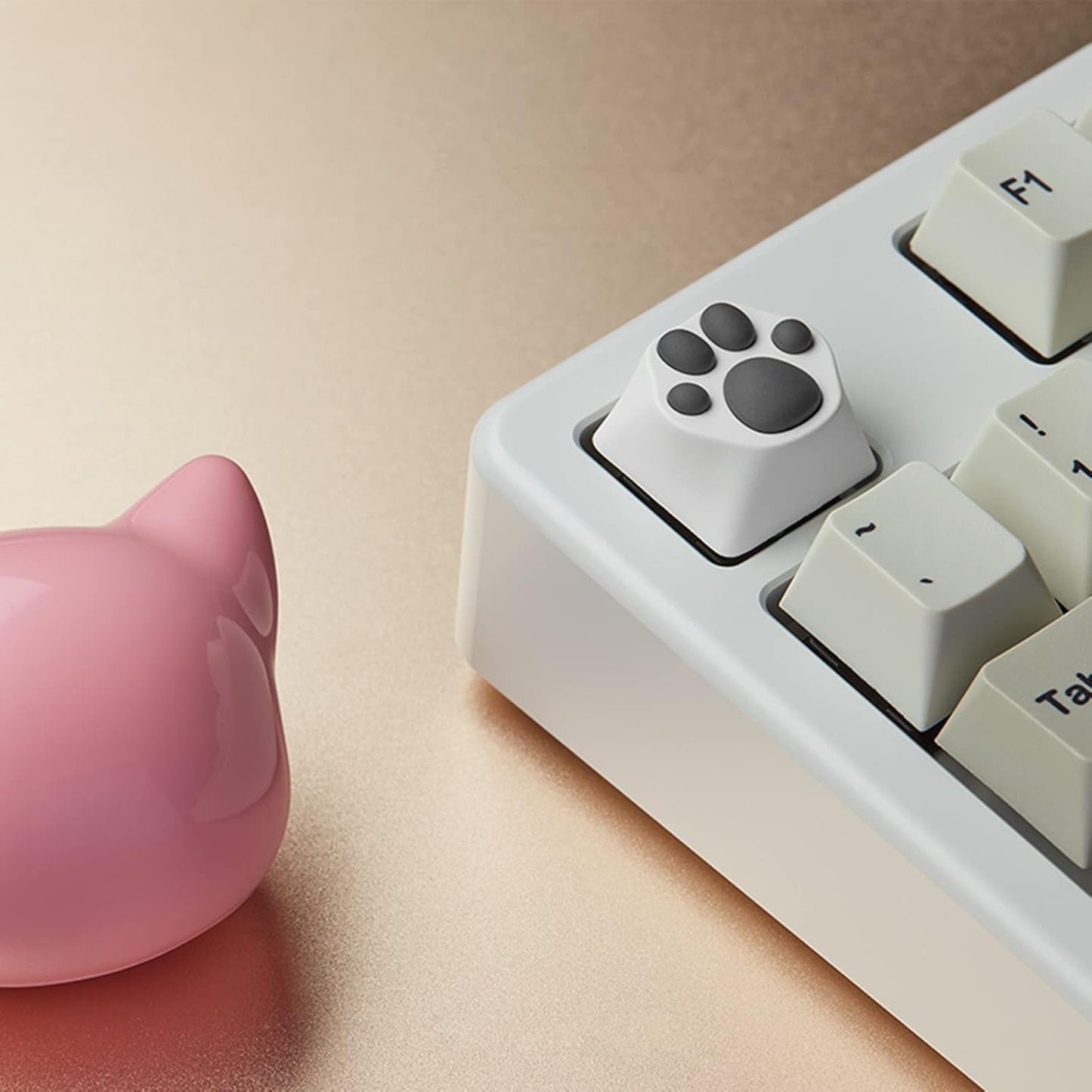 ZOMOPLUS Cute Cat Paw Keycap, Squishy Custom Keycap for Mechanical Keyboard, Suitable for Cherry MX/Gateron (White Grey)