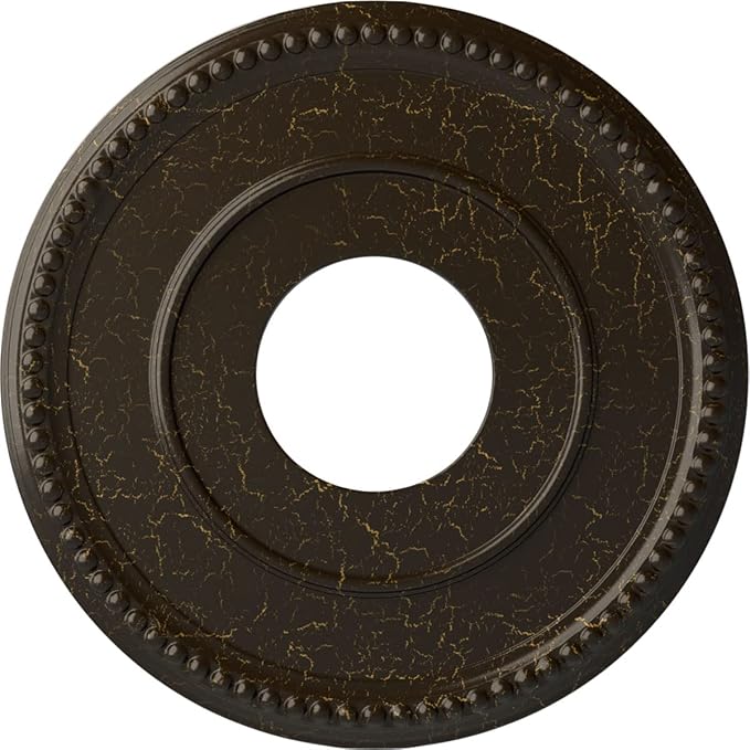 Ekena Millwork CM12BRSHC 12-1/2" x 3-7/8" x 3/4" Bradford Ceiling Medallion, Stone Hearth Crackle