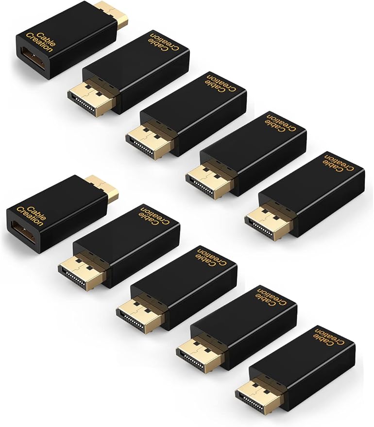 CableCreation Active DisplayPort to HDMI Adapter 10 Pack, 1080P Gold Plated DP to HDMI Adapter (Male to Female) 1.3V, Uni-Directional Display Port to HDMI Adapter
