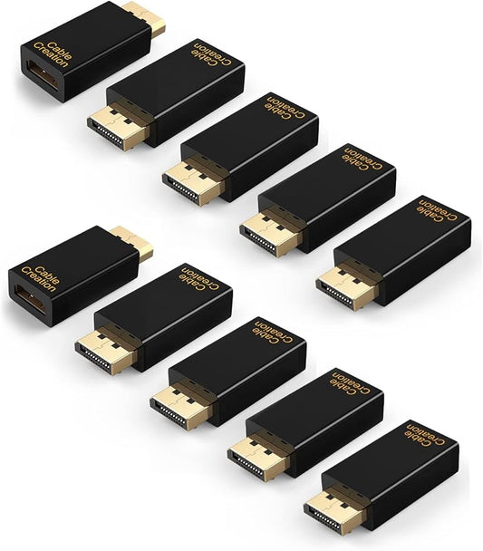 CableCreation Active DisplayPort to HDMI Adapter 10 Pack, 1080P Gold Plated DP to HDMI Adapter (Male to Female) 1.3V, Uni-Directional Display Port to HDMI Adapter
