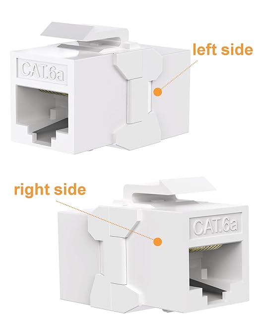 20 Pack Cat6A Keystone Jack Coupler RJ45 Female to Female Ethernet Wall Jack UTP Inline for Cat6a/Cat6/Cat5e/Cat5 White