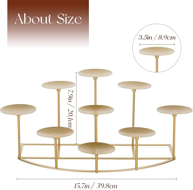 Candelabra Fireplace Candle Holder: Gold Metal Pillar Candle Holders for Inside Fireplace Mantle Decor Floor Candelabras Table Centerpiece