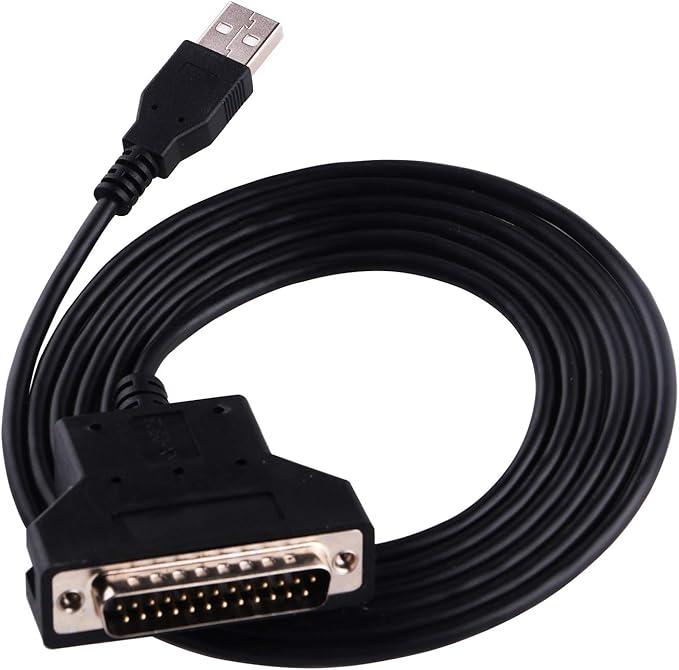 5FT USB to RS232 DB25 Serial Adapter Cable for Barcoder Printer Scanner, CP2102 Chip Inside