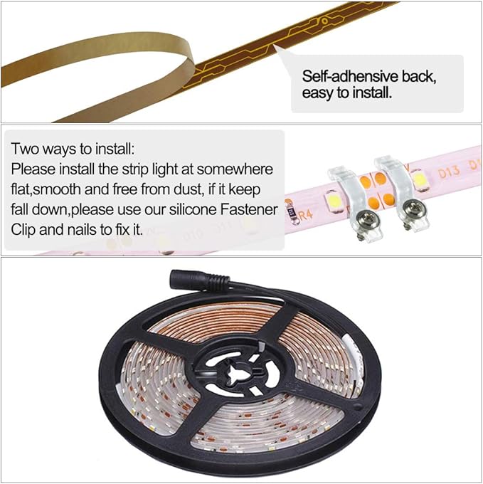 XINKAITE Waterproof IP65 Led Strip Lights, 3528 16.4 Ft (5M) 300leds 60leds/m, Flexible LED Light Tape for Boats, Bathroom, Mirror, Ceiling, and Outdoor Use, Power Supply not Included