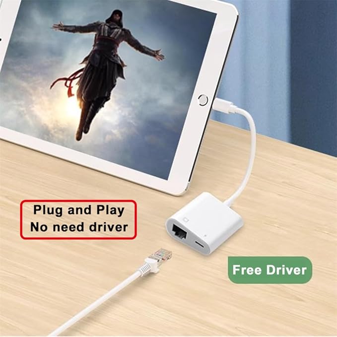 NFHK Type C USB-C to 100Mbps Networking RJ45 with PD Power Charge Adapter Compatible with Laptop Tablet Phone