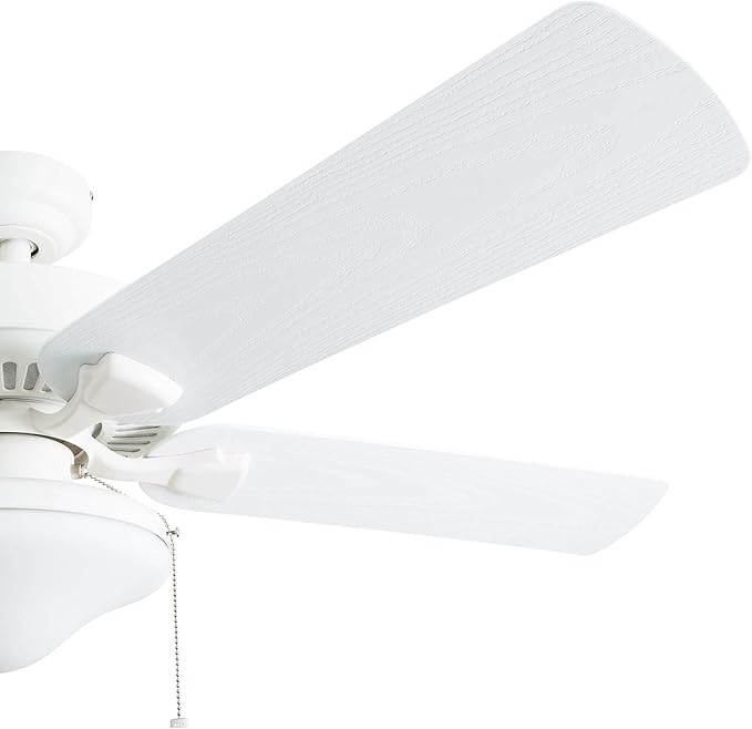 Honeywell Ceiling Fans Belmar 52 Inch Ceiling Fan With Light, Indoor/Outdoor Ceiling Fan with Pull Chain, LED Tri-Mount 5 Blade Design, ETL Damp Rated, White (50513-01)