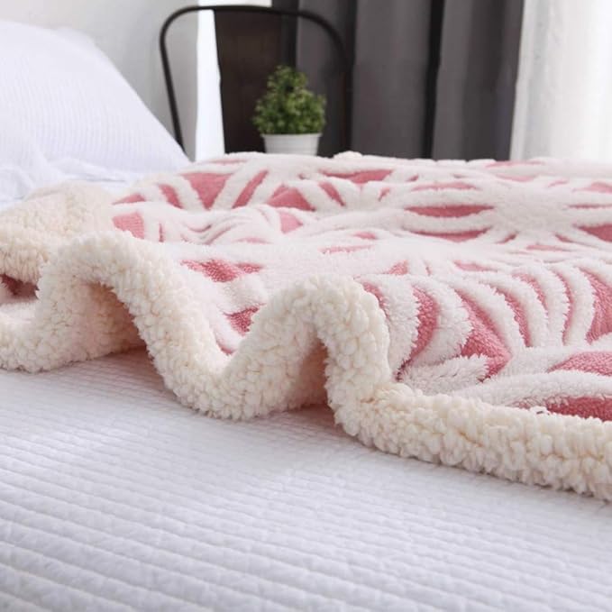 LOMAO Sherpa Fleece Blanket Fuzzy Soft Throw Blanket Dual Sided Blanket for Couch Sofa Bed (Pink, 90''x110'')