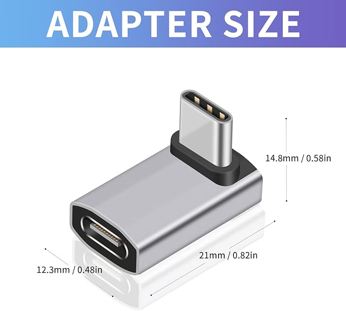 Duttek USB C 90 Degree Adapter, 40Gbps, Right Angle USB C Male to Female, Supports 8K Video for iPad, MacBook, Tablet, Phone, 2 Pack