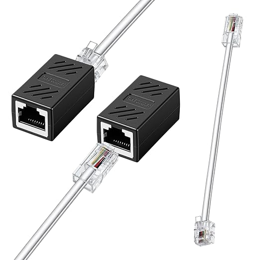 2 Pcs Phone Jack to Ethernet Cable Adapter, RJ45 to RJ11 Adapter, RJ45 8P8C Female to RJ11 6P4C Male Phone Lines for Landline Telephone Service