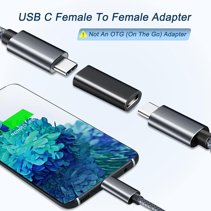 Basesailor USB C Female to Female Adapter 3-Pack,USBC 3.1 10Gbps 100W PD Coupler for Connecting Two Type C Cable,Thunderbolt 3 Compatible Extension Connector for USB-C Devi,iPhone 16