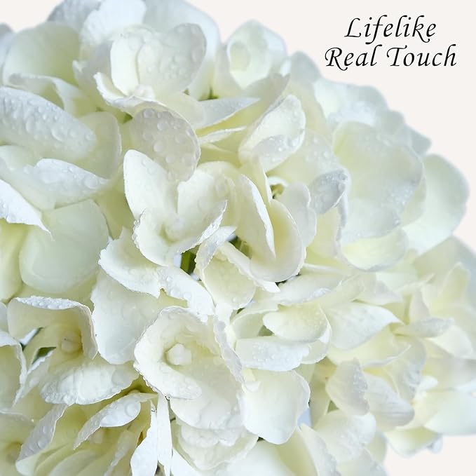 2 White +2 Pink Real Touch Hydrangea Artificial Flowers,21" Vintage Boho Silk Fake Flowers, Faux Hydrangea Flowers for Christmas Wedding Bouque Centerpieces Tables Party Home