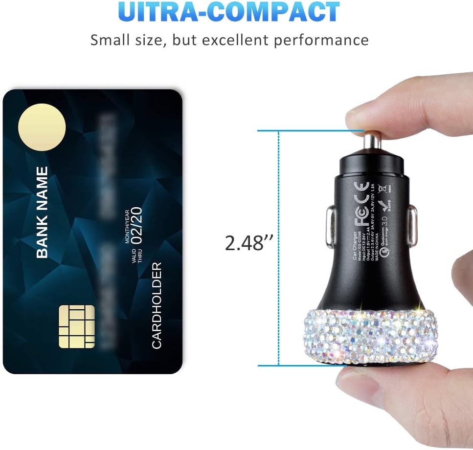 Dual USB Car Charger Quick Charge 3.0 - Fast Charging Adapter Compatible for iPhone 11/11 Pro/Max and Samsung S10