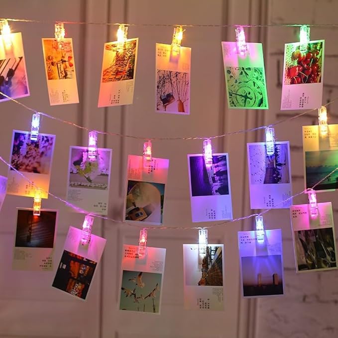 30 LED Photo Clip Fairy Lights - Twinkle Starry Lights for Home, Bedroom, Wall, Halloween, Thanksgiving, Christmas, Party, Wedding Decor - Multicolor