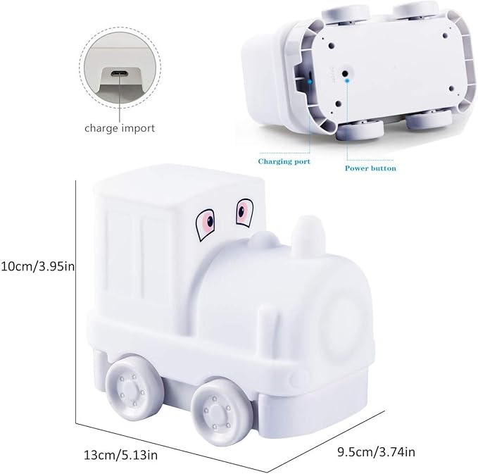 Night Light Kids with Cute Train Design Children's Room LED Bedside Lamp with Changeable RGB Colors Rechargeable Night Light Compatible with Touch Control & Remote Control - Train