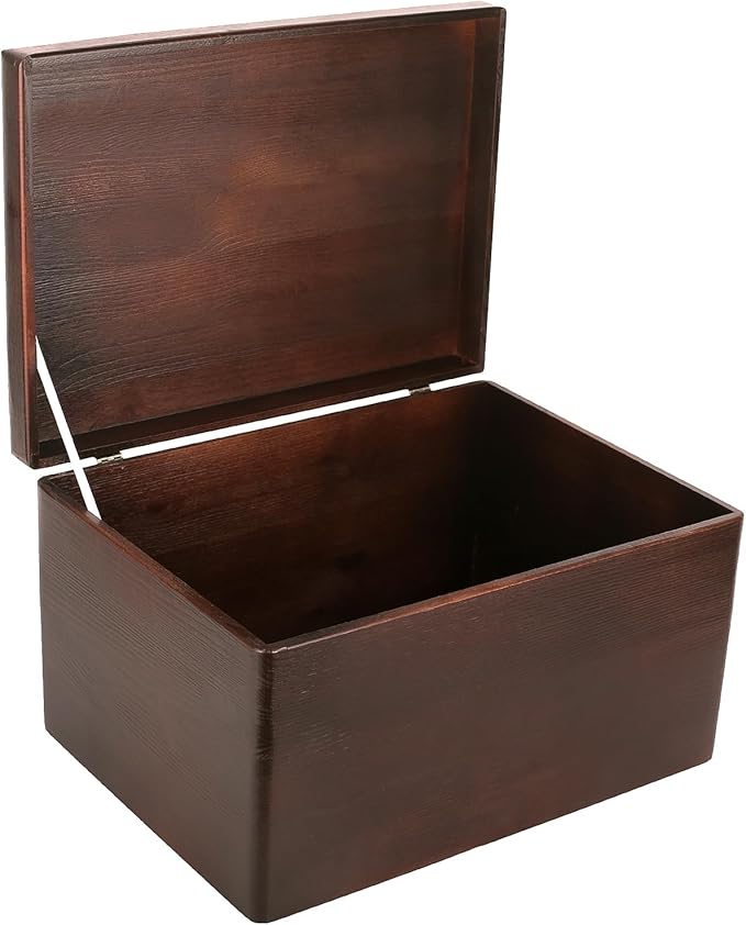 Large Brown Wooden Box Storage with Hinged Lid | 15.8 x 11.8 x 9.44 inches (+-0.5) | Gift Box Kitchen Storage Document | Product NOT Intended for 15 Years OR Below