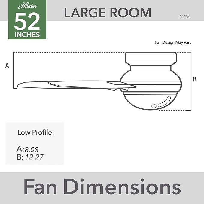 Hunter 51736 Dempsey Ceiling Fan 52 inches Matte Silver