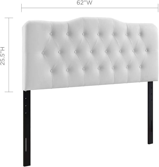 Modway Annabel Tufted Button Faux Leather Upholstered Queen Headboard in White