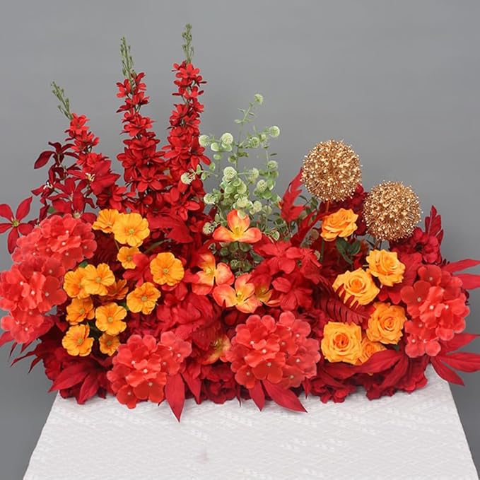 WEISPARK 100PCS Artificial Hydrangea Flowers, Fake Flowers Silk Hydrangea Full Flowers Heads with Stems for Wedding Home Party Shop Baby Shower Decor (Red)