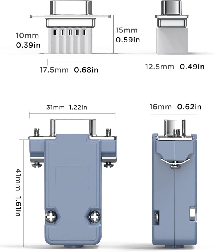 5Pack DB9 Breakout Connector Male, RS232/RS485 Serial adapters,D-SUB 9-pin Male to ScrewTerminal Connector Signal Module with Shell