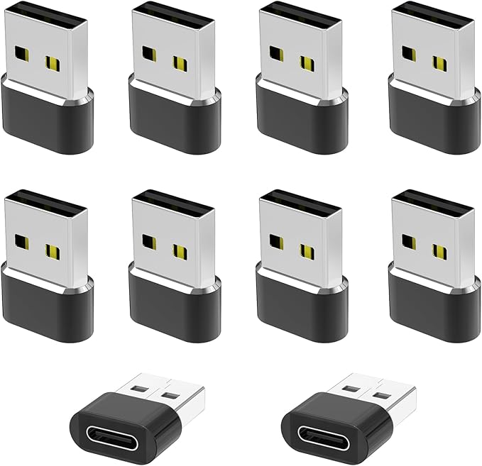 USB to USB C Adapter 10 Pack,Type C Female to A Male Charger Converter for Apple Watch Ultra iWatch 8 7,iPhone 16 15 14 13 12 Pro Max Plus,Airpods,iPad 9 10 Air 5 Mini 6,Car, Galaxy S23 S24