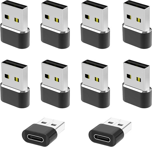 USB to USB C Adapter 10 Pack,Type C Female to A Male Charger Converter for Apple Watch Ultra iWatch 8 7,iPhone 16 15 14 13 12 Pro Max Plus,Airpods,iPad 9 10 Air 5 Mini 6,Car, Galaxy S23 S24