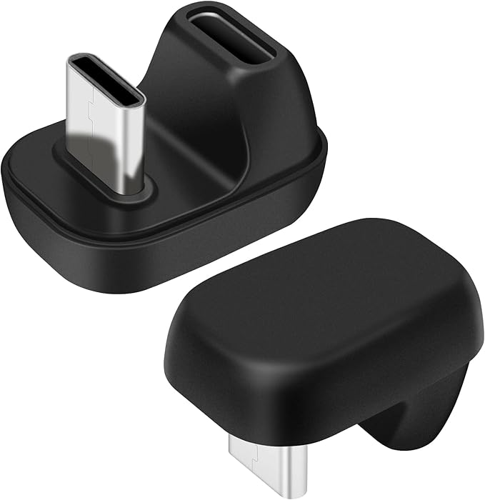 USB C 180 Degree Angled Adapter, U-Shaped USB-C 2.0 Male to Female Adapters, Type-C Angled Data Transfer Connector Compatible for Samsung, MacBook and More