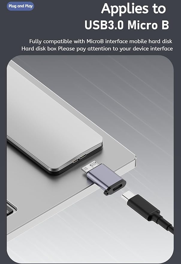 Micro USB B to USB A/C Male Adapter,USB 3.0 Micro B to USB A/C Female Adapter Cable Converter Connector (Grey)