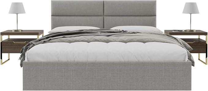 Vänt Upholstered Wall Panels - King/Cal King Size Wall Mounted Headboards - Weave Moondust Grey - Twin/King - Set of 4 Panels (Each Individual Panel 39"x11.5")