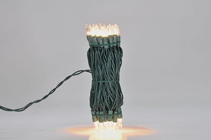Brite Star 100 Count Mini String Christmas Lights, Clear - 22 feet Indoor/Outdoor Christmas Tree Lights with Green Wire (Set of 2)