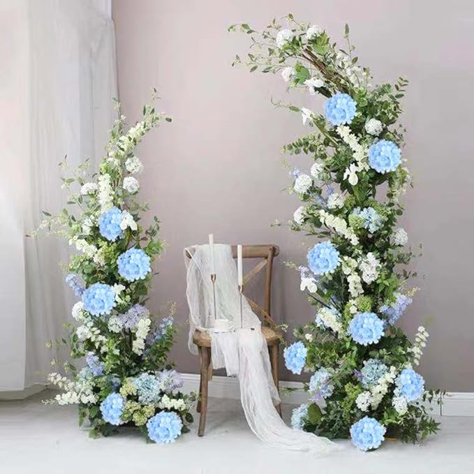 WEISPARK 100PCS Artificial Hydrangea Flowers, Fake Flowers Silk Hydrangea Full Flowers Heads with Stems for Wedding Home Party Shop Baby Shower Decor (Blue)