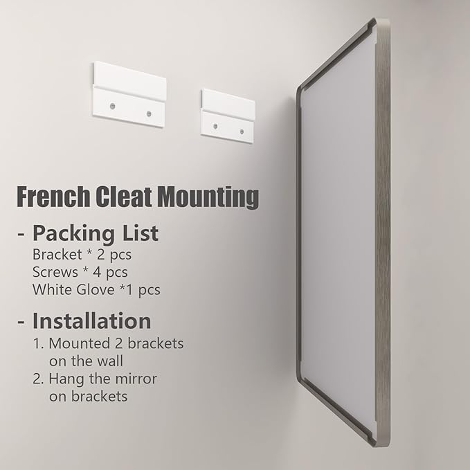 36x36 Silver Square Bathroom Mirror for Wall, Brushed Metal Framed Bathroom Vanity Mirror, Rounded Rectangle Silver Mirror, Shatterproof, Anti-Rust (Horizontal/Vertical)