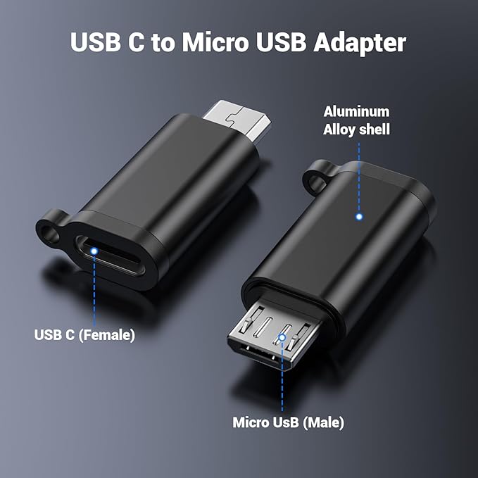 Fidioto Micro USB to USB-C Adapter,Type C Female to USB Micro Male Convert Connector Support Charge & Data Compatible with Samsung Galaxy S6 S7 S7 Edge, Kindle Ps4 and Micro USB Devices(5 Pack)