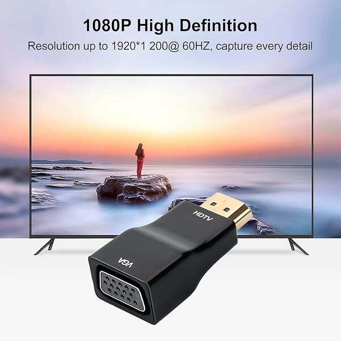HDMI to VGA 10-Pack, HDMI to SVGA Adapter Converter 1080P Male to Female Cord for Computer, Desktop, Laptop, PC, Monitor, Projector, HDTV and More