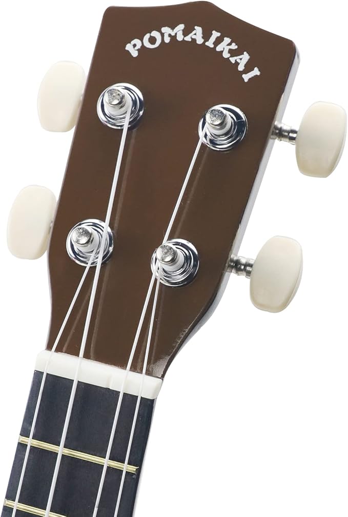POMAIKAI Ukulele 21" Beginner Starter Wood Ukele Hawaiian Guitar Soprano Ukelele Musical Instruments and Students (Bright Brown)
