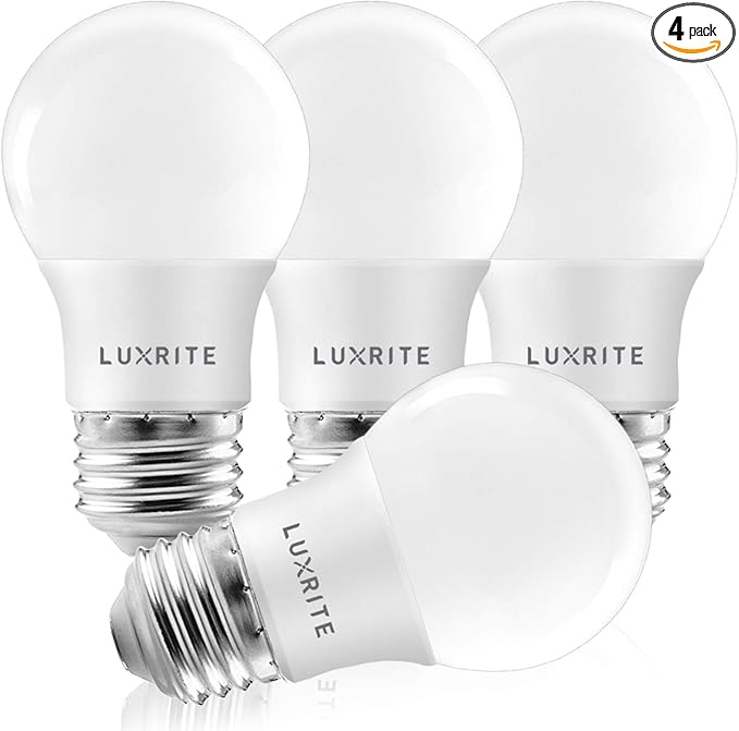 LUXRITE A15 LED Bulb 40W Equivalent, 7W, 3000K (Soft White), 600 Lumens, Enclosed Fixture Rated, Dimmable Ceiling Fan Light Bulbs, E26 Medium Base, UL Listed - Indoor and Outdoor (4 Pack)